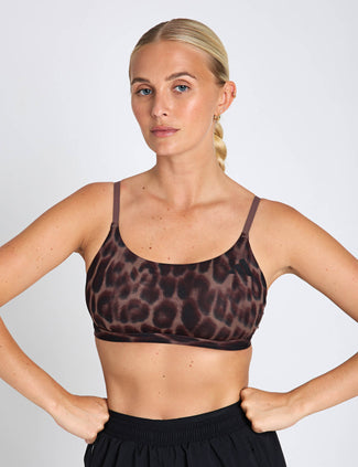 Optime Essentials Workout Leopard Light Support Bra - Earth Strata/Black Optime Essentials Workout Leopard Light Support Bra - Earth Strata/Black