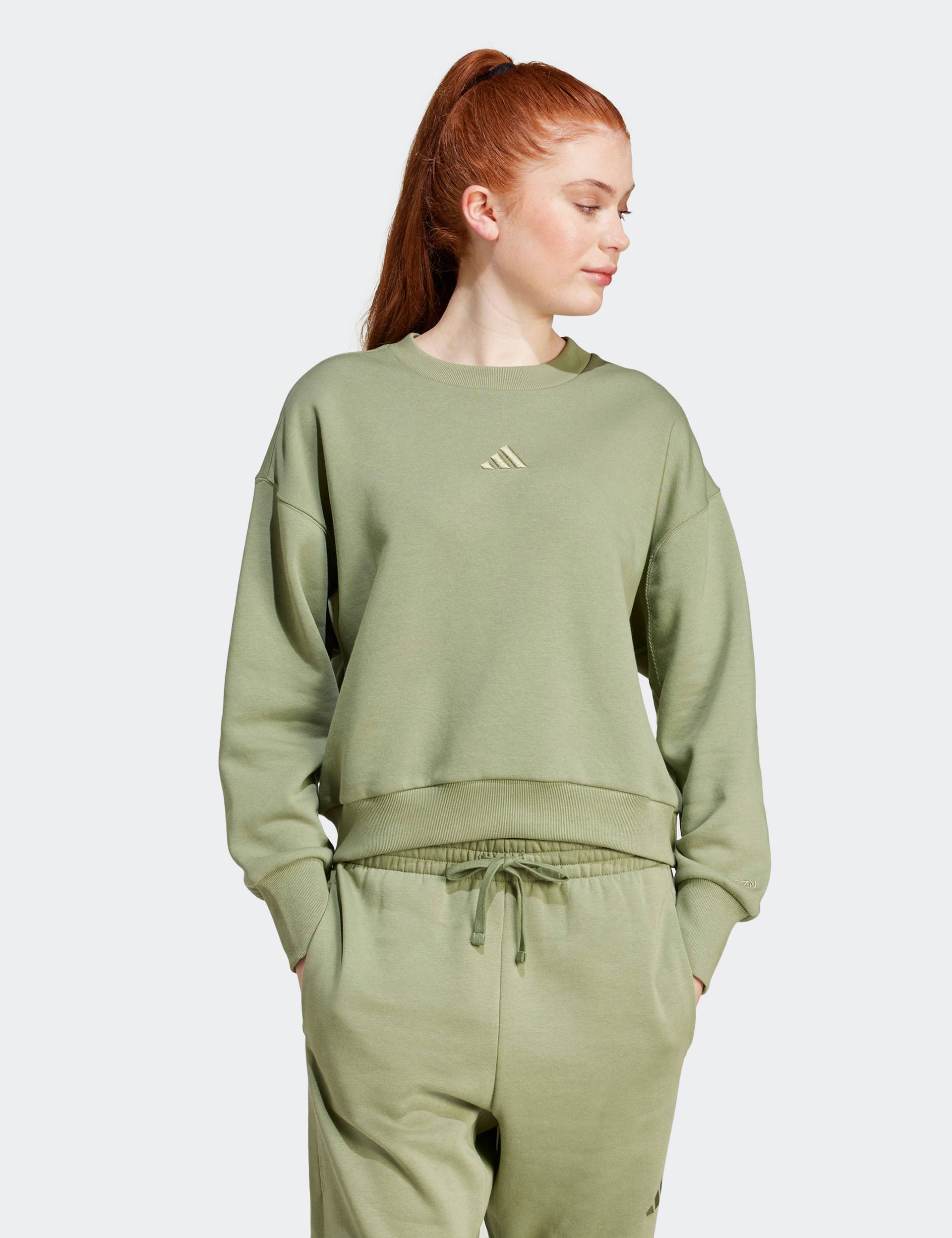 Adidas All SZN Fleece Loose Sweatshirt Green M Woman IY6750 M