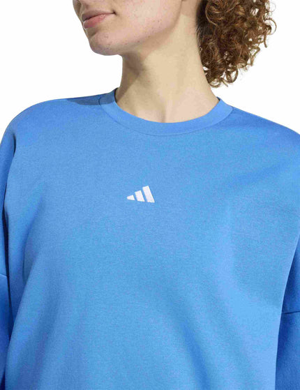 adidas Essentials Small Logo Feelcozy Sweatshirt - Ray Blue/Whiteimages3- The Sports Edit