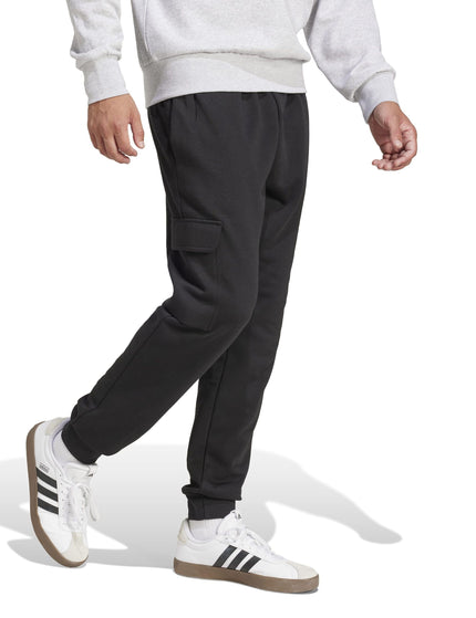 adidas Essentials Feelcozy Fleece Cargo Joggers - Black/Whiteimages3- The Sports Edit