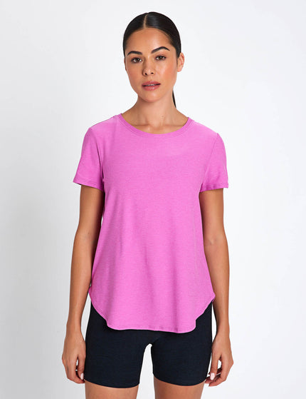 Beyond Yoga Featherweight On The Down Low Tee - Sunset Violet Heatherimages1- The Sports Edit