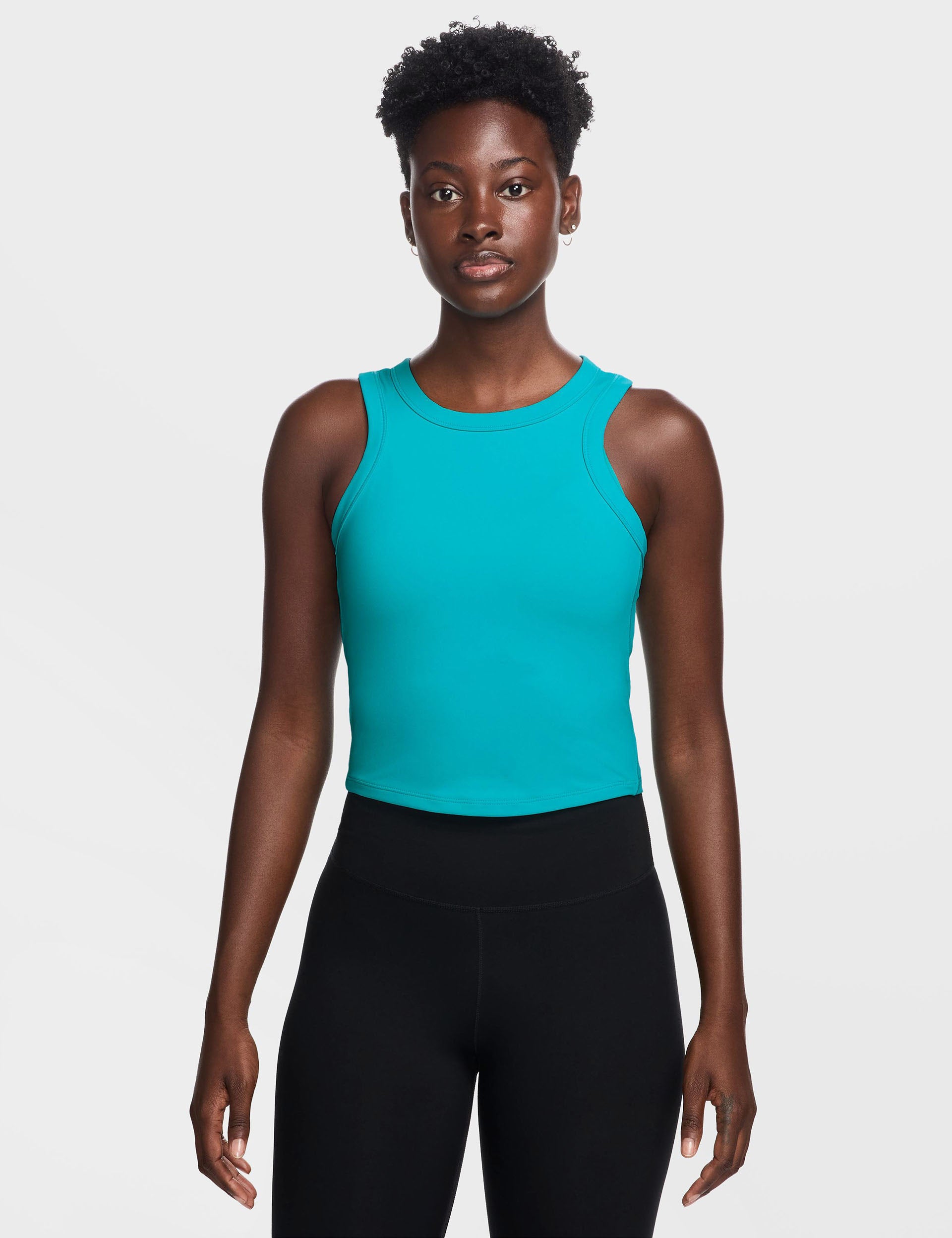 ★ Nike★ One Fitted Dry Fit Crop Tank Top W Black FN280701 Nike One Fitted Women's Dri-FIT Short-Sleeve Cropped Top