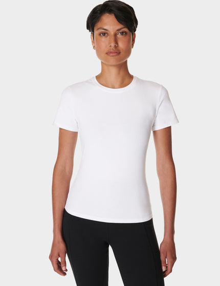 Sweaty Betty Essential Sculpt Short Sleeve Top - Whiteimages1- The Sports Edit