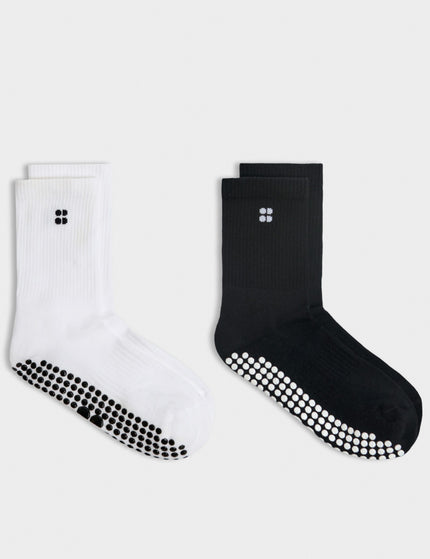 Sweaty Betty Pilates Crew Gripper Sock 2 Pack - White/Blackimages1- The Sports Edit