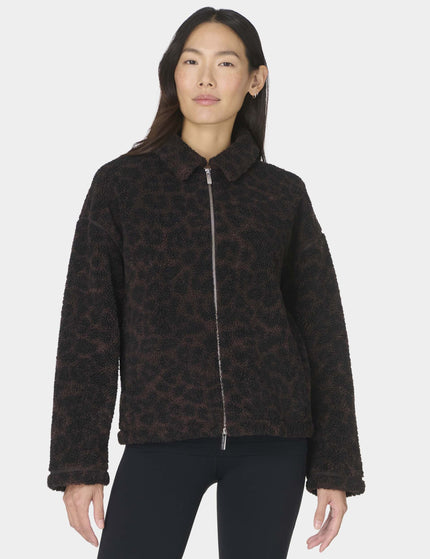 Sweaty Betty Plush Collared Fleece - Large Brown Leopard Printimages1- The Sports Edit