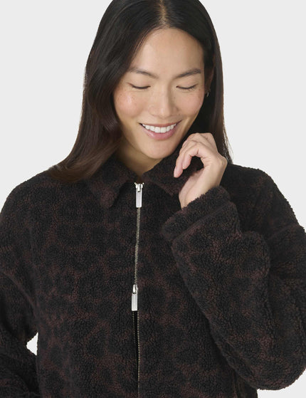 Sweaty Betty Plush Collared Fleece - Large Brown Leopard Printimages3- The Sports Edit