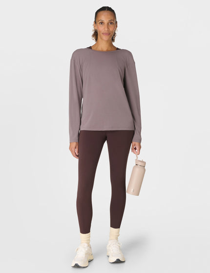 Sweaty Betty Soft Flow Strappy Back Boxy Long Sleeve Top - Grounded Brownimages6- The Sports Edit