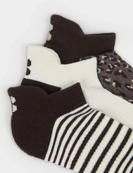 Sweaty Betty Workout Trainer Socks 3 Pack - Sable Brown Stripeimages3- The Sports Edit