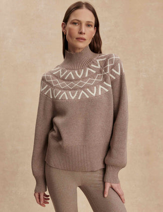 Marcie Fair Isle Yoke Knit - Light Taupe Marl Marcie Fair Isle Yoke Knit - Light Taupe Marl