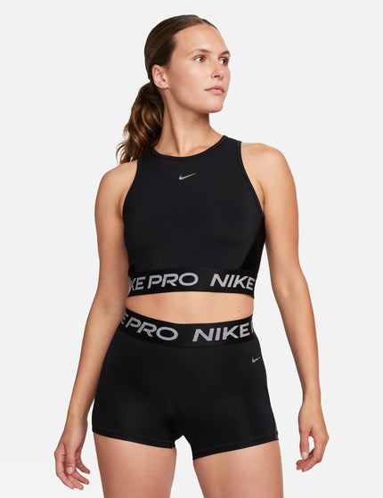 Nike Pro Dri-FIT Cropped Tank Top - Black/Metallic Silverimage1- The Sports Edit
