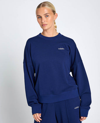 Seasonal Essentials Colorpop Sweatshirt with Embroidered Graphic - Dark Blue/White