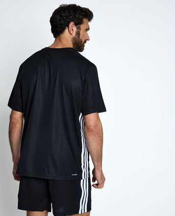 Workout Essentials Base 3-Stripes T-Shirt - Black/White