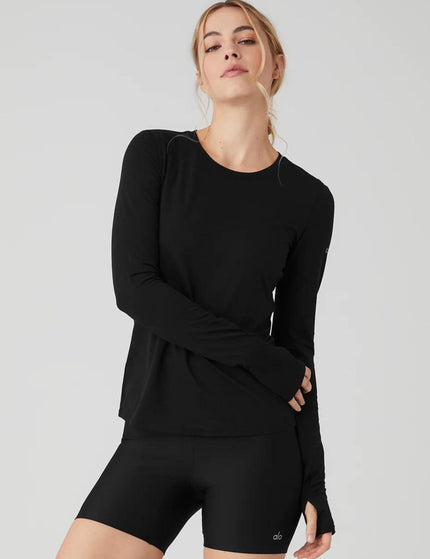 Alo Yoga Alosoft Finesse Long Sleeve - Blackimage1- The Sports Edit