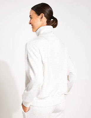 Hawley Half Zip Sweat - Ivory Marl