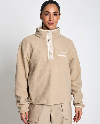 Helvetia II Cropped Sherpa Half Snap Fleece - Ancient Fossil