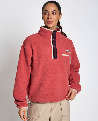 Helvetia II Cropped Sherpa Half Snap Fleece - Washed Red