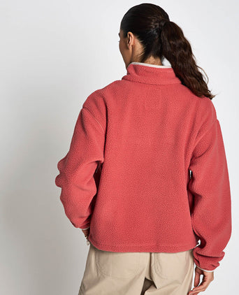 Helvetia II Cropped Sherpa Half Snap Fleece - Washed Red