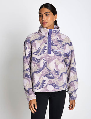 Helvetia II Cropped Sherpa Half Snap Printed Fleece - Lavender Pearl/Sunscape