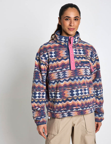 Columbia Helvetia II Cropped Sherpa Half Snap Printed Fleece - Sea Salt/Retrotreeimages1- The Sports Edit