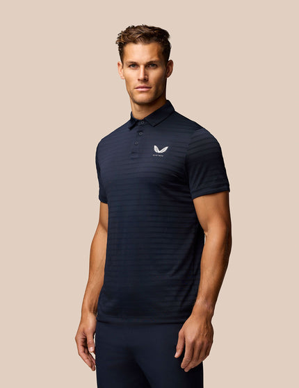 Castore Pinnacle Pique Stripe Polo - Navy/Whiteimage1- The Sports Edit