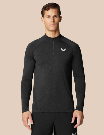 Castore Seamless 1/4 Zip Long Sleeve Top - Black/Whiteimages1- The Sports Edit