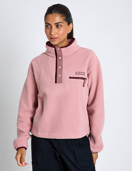 Columbia Helvetia II Cropped Sherpa Half Snap Fleece - Eraser Pink/Fig/Rich Wineimages1- The Sports Edit