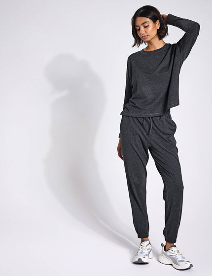 Girlfriend Collective ReSet Long Sleeve Tee - Moon Heatherimage4- The Sports Edit