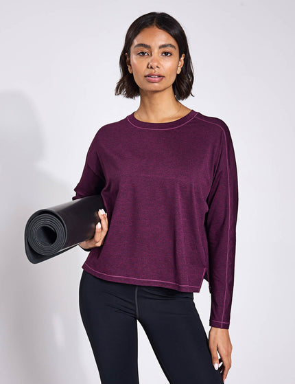 Girlfriend Collective ReSet Long Sleeve Tee - Plum Heatherimage1- The Sports Edit