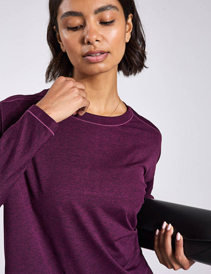 Girlfriend Collective ReSet Long Sleeve Tee - Plum Heatherimage4- The Sports Edit