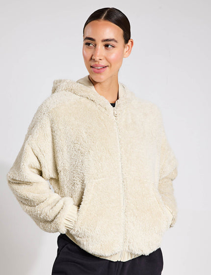 Girlfriend Collective Recycled Fleece Bomber - Sandstoneimage1- The Sports Edit