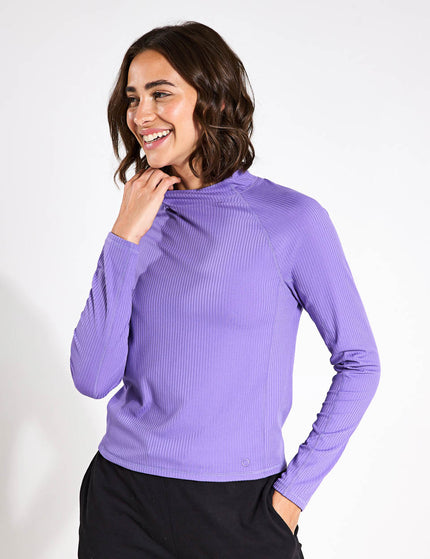 Goodmove Rib Funnel Neck Crop Top - Purpleimages1- The Sports Edit