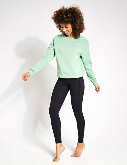 Goodmove Scoop Neck Relaxed Crop Yoga Sweatshirt - Pale Leafimage2- The Sports Edit