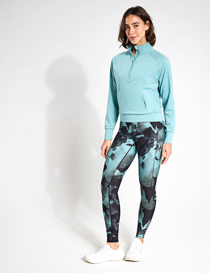 Goodmove Funnel Neck Half Zip Yoga Top - Dusted Aquaimages4- The Sports Edit