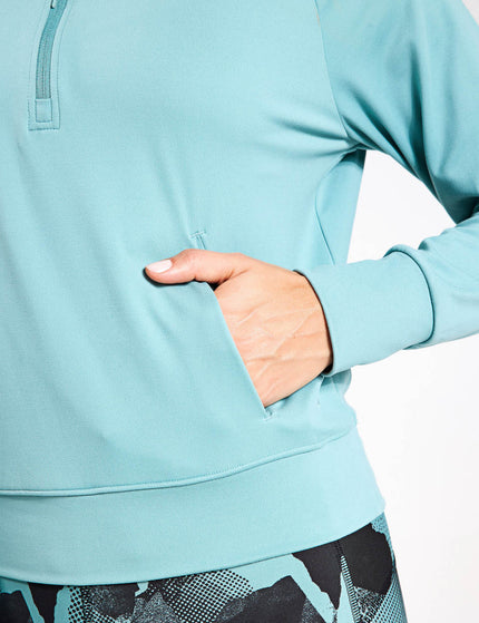 Goodmove Funnel Neck Half Zip Yoga Top - Dusted Aquaimages3- The Sports Edit