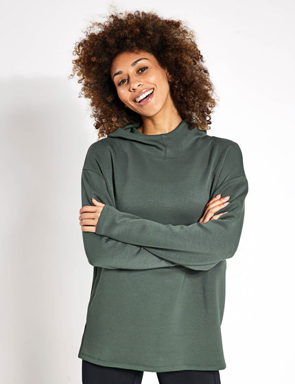 Goodmove Relaxed Yoga Longline Hoodie - Dark Sageimage1- The Sports Edit