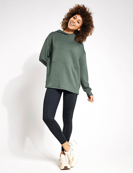 Goodmove Relaxed Yoga Longline Hoodie - Dark Sageimage3- The Sports Edit