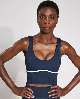 Ava Sports Bra - Navy/White