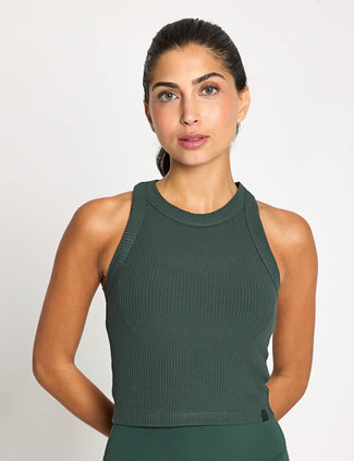 Harmony Ribbed Tank - Deep Green