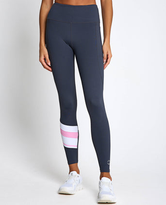 No Limits Legging - Charcoal/White/Pink