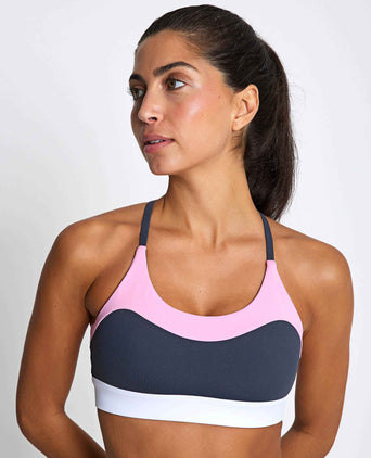 No Limits Sports Bra - Charcoal/White/Pink