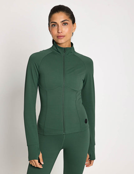Lilybod Zuri Contoured Zip Thru Top - Deep Greenimages1- The Sports Edit
