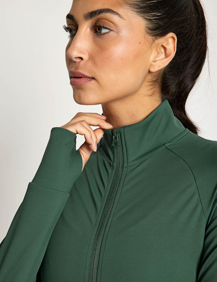Lilybod Zuri Contoured Zip Thru Top - Deep Greenimages3- The Sports Edit