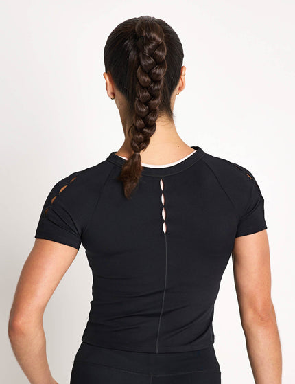 Nike One Fitted Dri-FIT Cropped Short-Sleeve Top - Blackimage2- The Sports Edit