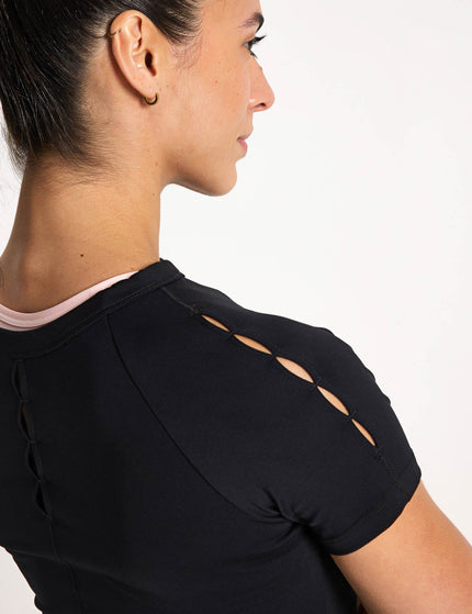 Nike One Fitted Dri-FIT Cropped Short-Sleeve Top - Blackimage3- The Sports Edit