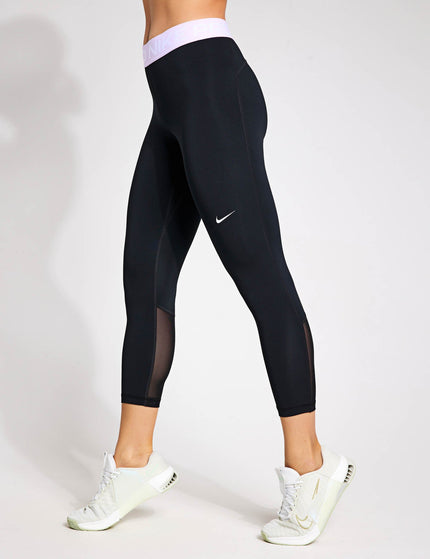 Nike Pro 365 Cropped Mesh Panel Leggings - Black/Lilac Bloom/Whiteimage3- The Sports Edit