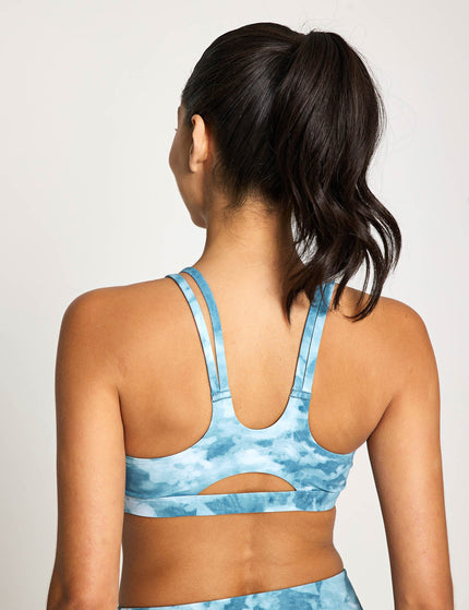Nike Zenvy Light Support Printed Sports Bra - Smokey Blue/Whiteimage2- The Sports Edit