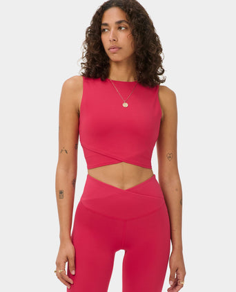 All Day Cropped Wrap Tank - Crimson Red
