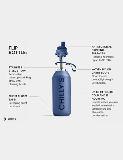 Chilly's Series 2 Flip Water Bottle 1000ml - Lichenimages5- The Sports Edit
