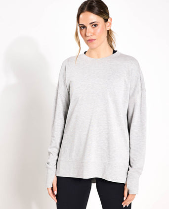 After Class Longline Sweatshirt - Light Grey Marl