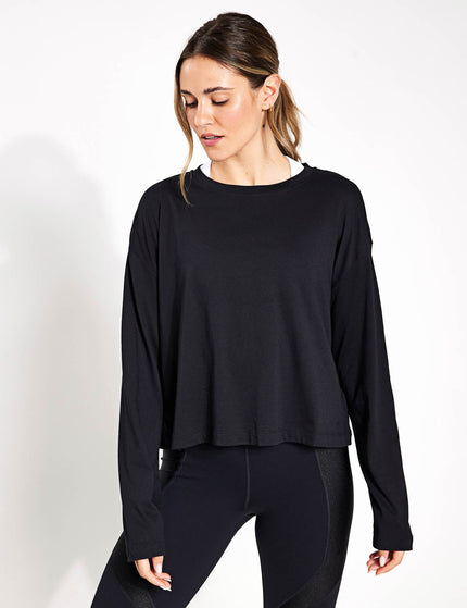 Sweaty Betty Essential Crop Long Sleeve T-Shirt - Blackimage1- The Sports Edit